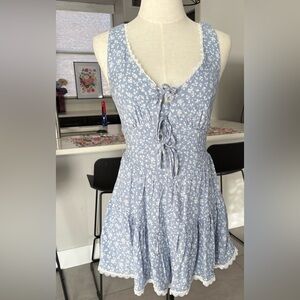 Francesca's Collections Blue Floral Jumpsuit